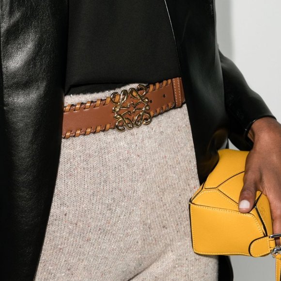 LOEWE Anagram whipstitch leather belt